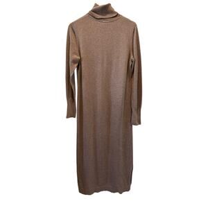 Peruvian Connection Pima Cotton Maxi Sweater Dress Taupe Size M Minimalist Chic